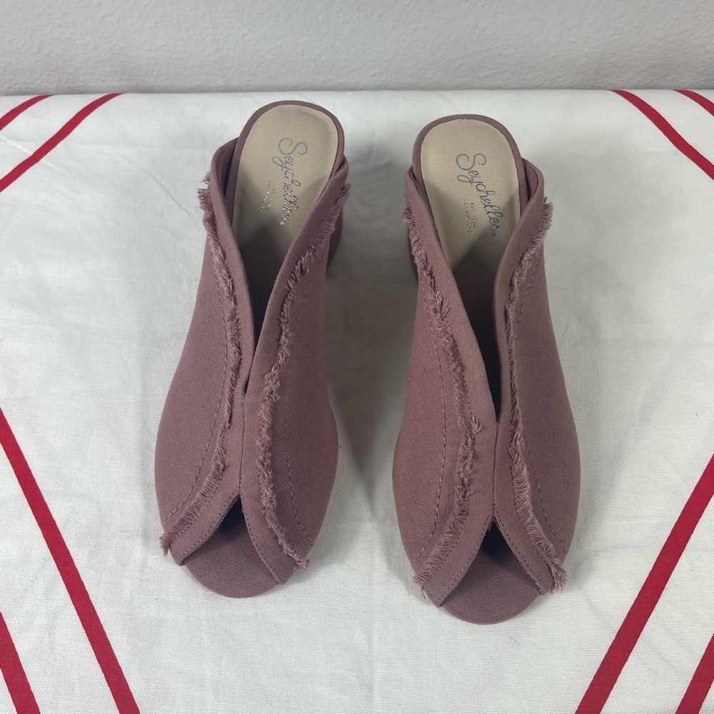 Seychelles Pink Blush Raw Edges Open Toe Heels - Picture 4 of 9